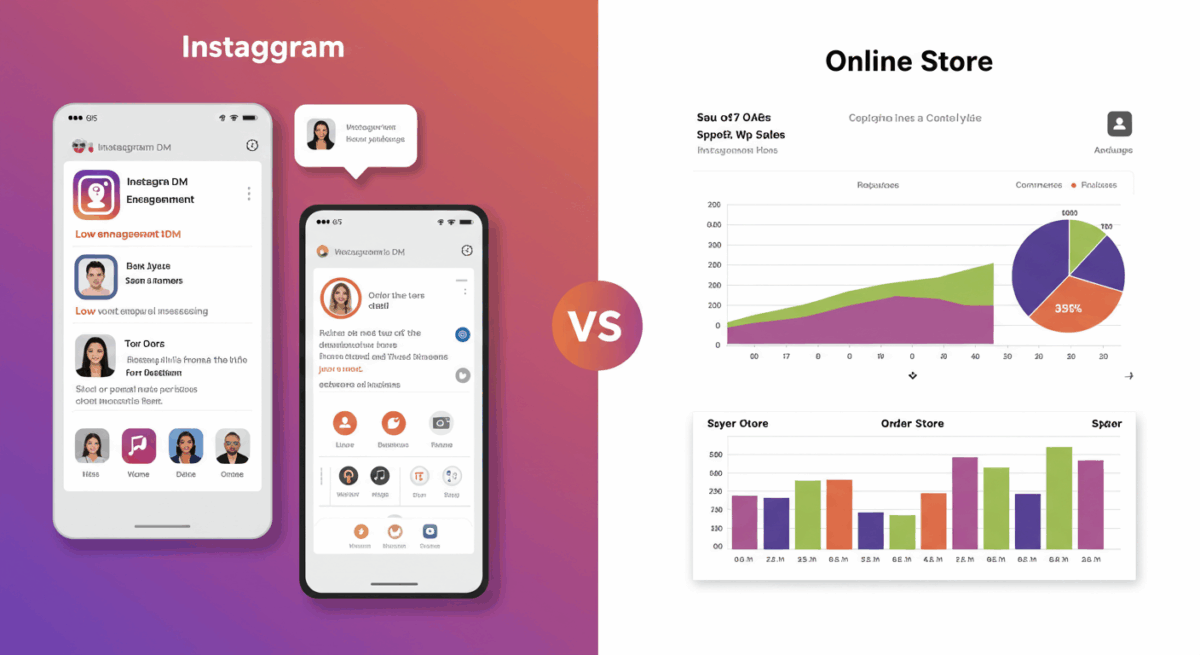 Estadísticas de conversión comparando tienda online vs. Instagram